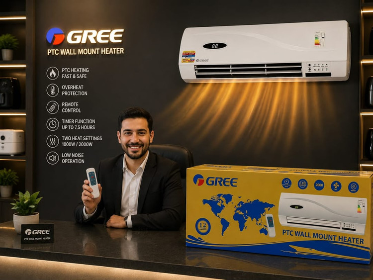 بخاری هیتر برقی پنلی دیواری طرح اسپیلت گری پنلی GREE